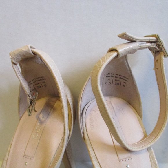 *ALDO Cream Ivory Ankle Strap Slingbacks Textured Open Toe - Picture 5 of 10